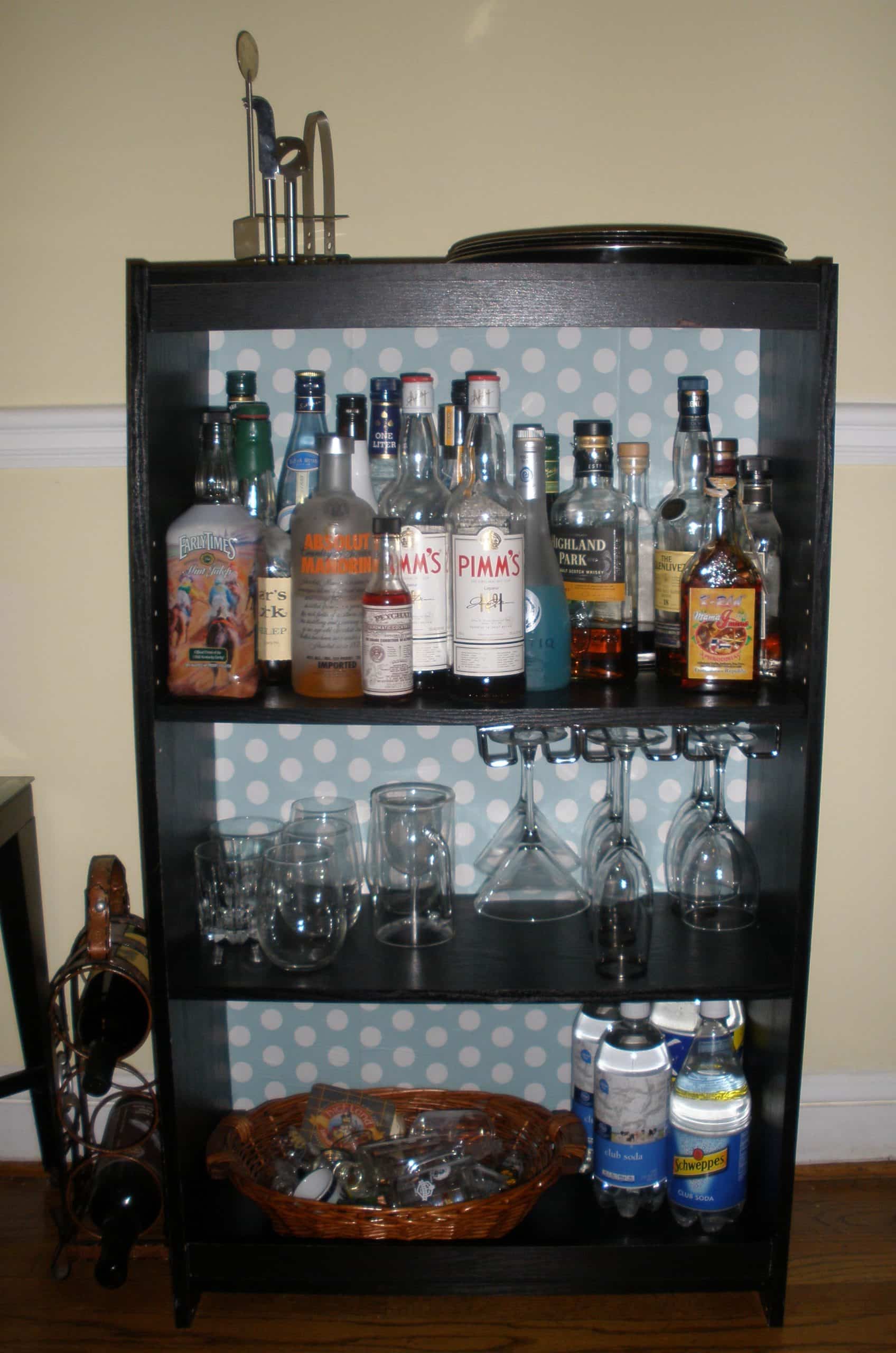 Repurposed Bookcase Bar Cabinet