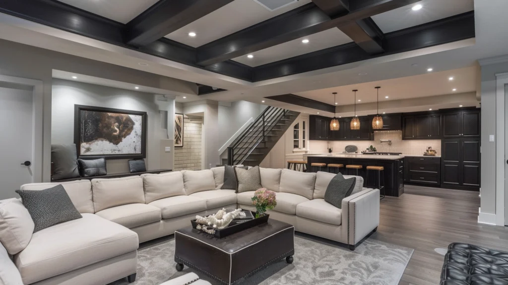 gray basement ceilings.