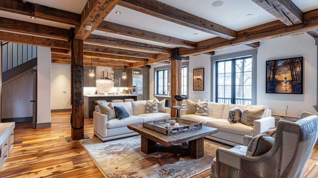 natural wood basement ceilings.