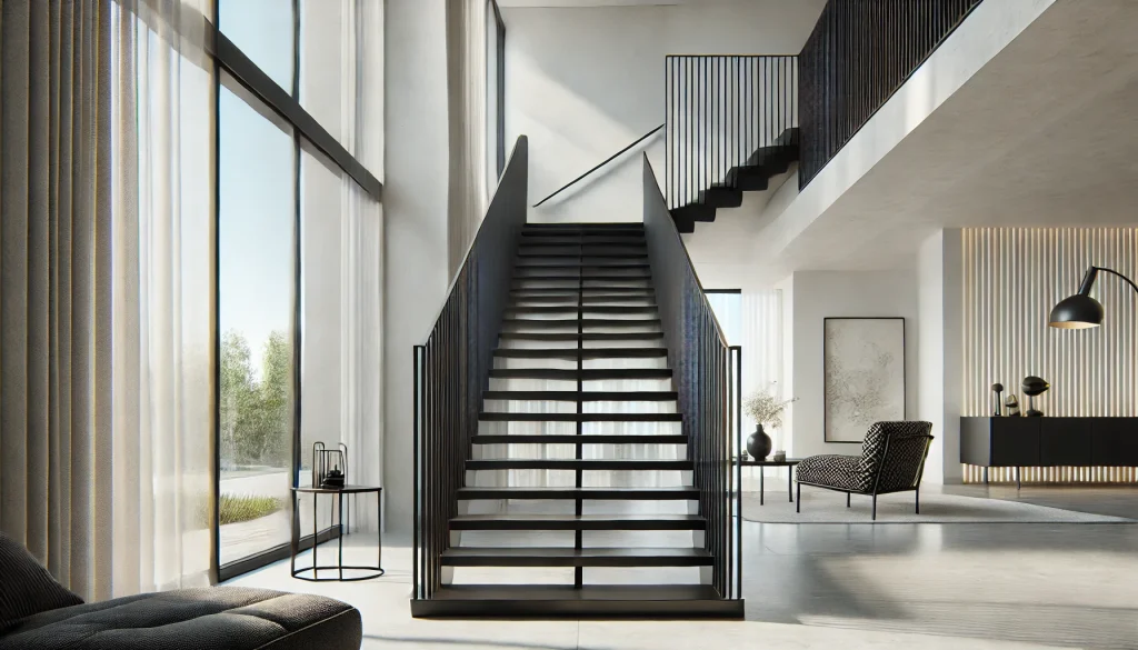 Black Open Riser Staircase