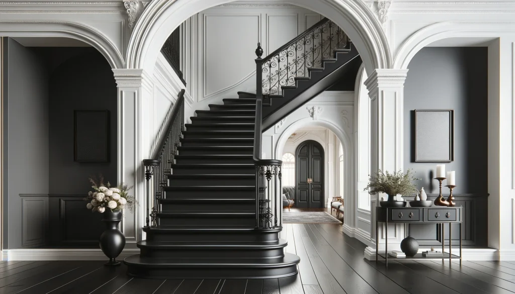 Black Staircase with Traditional Arches