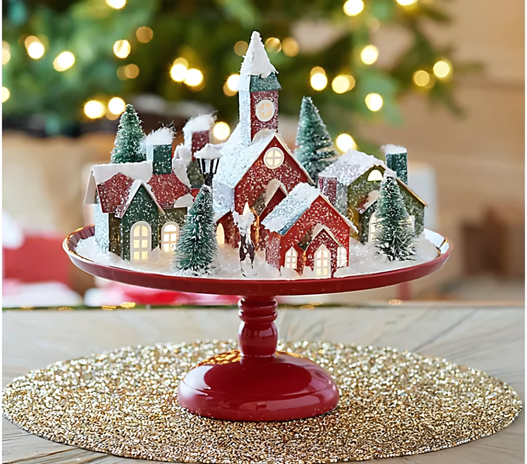 Cake Plate Snowy Scene