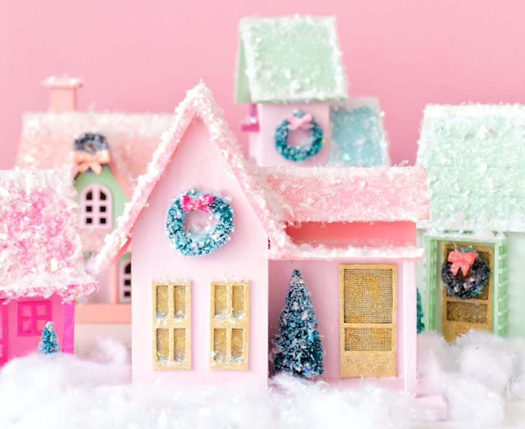 Christmas Village Houses with Pastel Colors