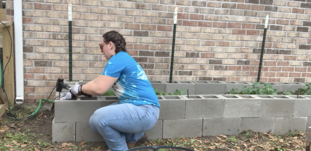 Cinderblock Raised Garden Bed with Trellis