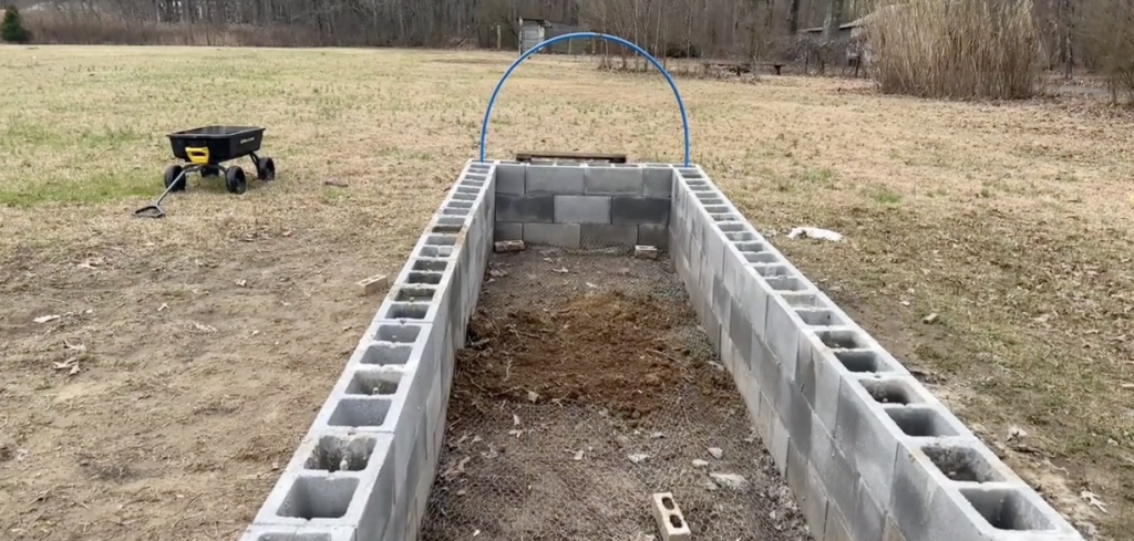 Concrete Block Raised Bed with Trellis