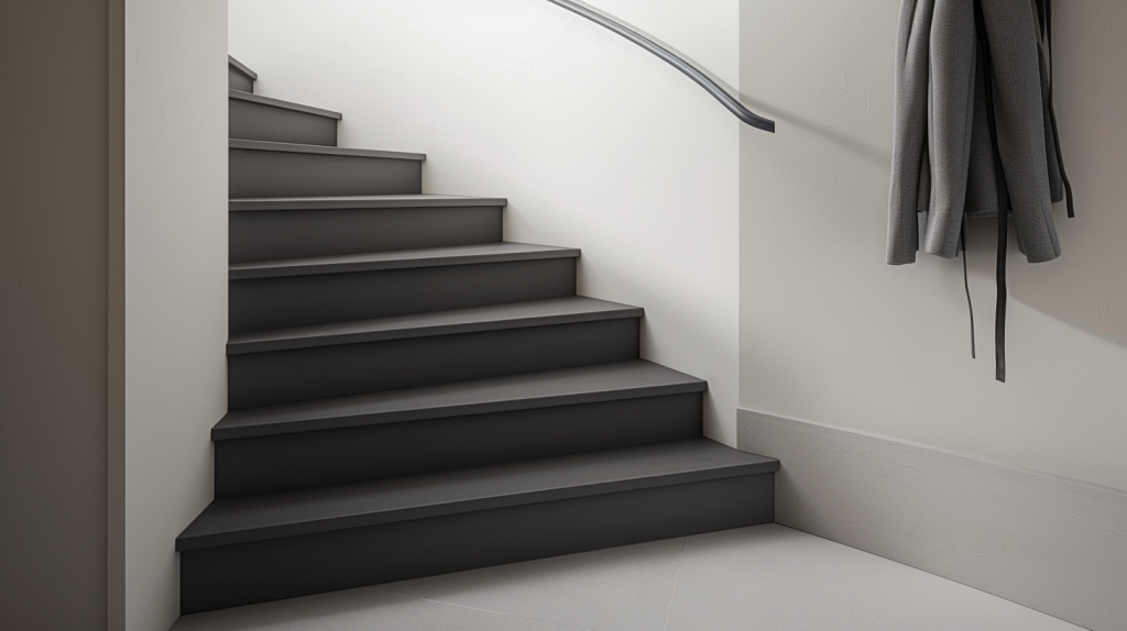 Curved Metal Railing Grey Painted Staircase