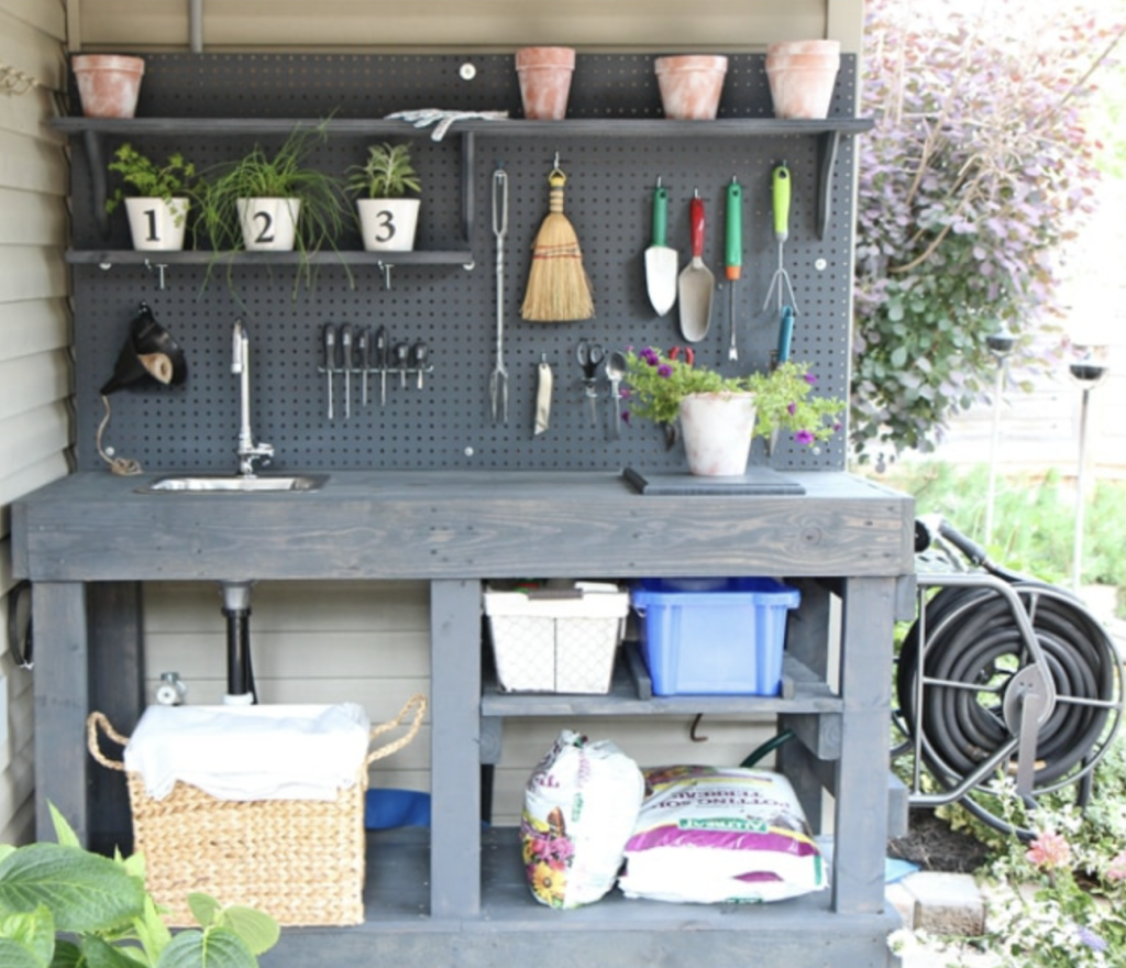 DIY Potting Bench with Sink