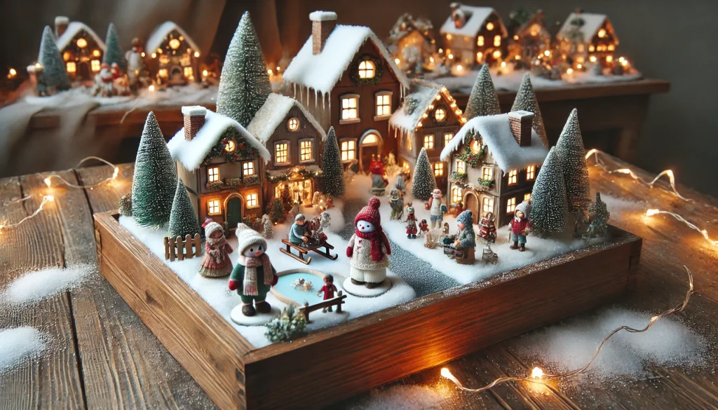 DIY Wooden Tray Christmas Village Display