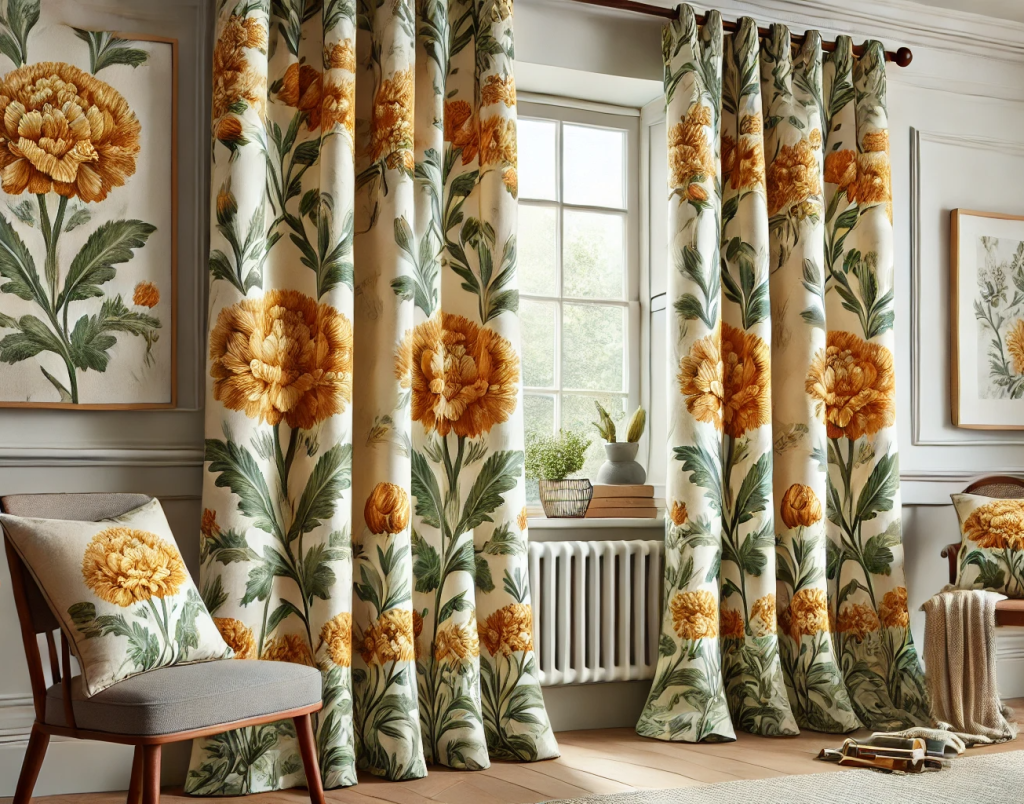 Faux Silk Marigold Curtains