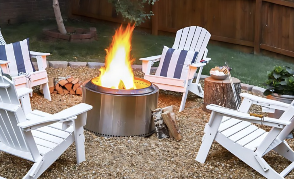 Fire Pit Area with Pea Gravel