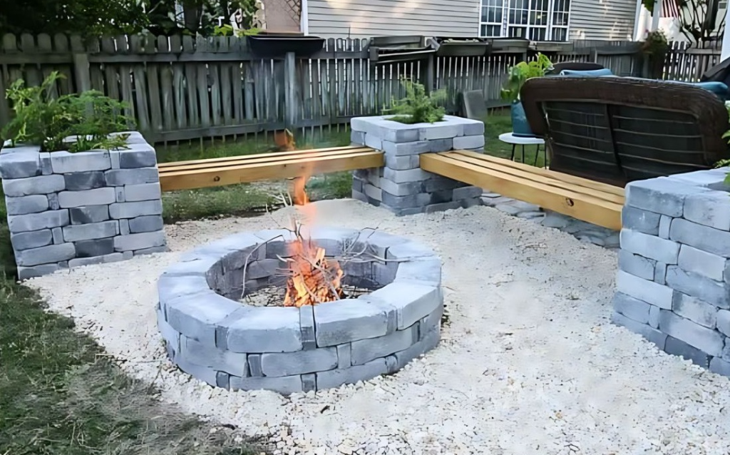 Fire Pit with Hardscape Benches