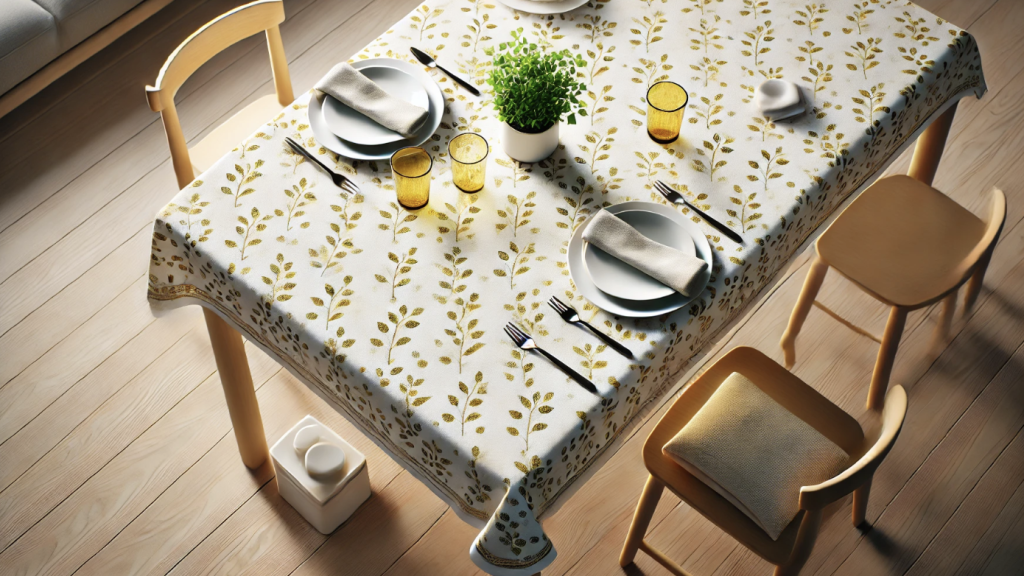 Geo Feather Ochre Tablecloth