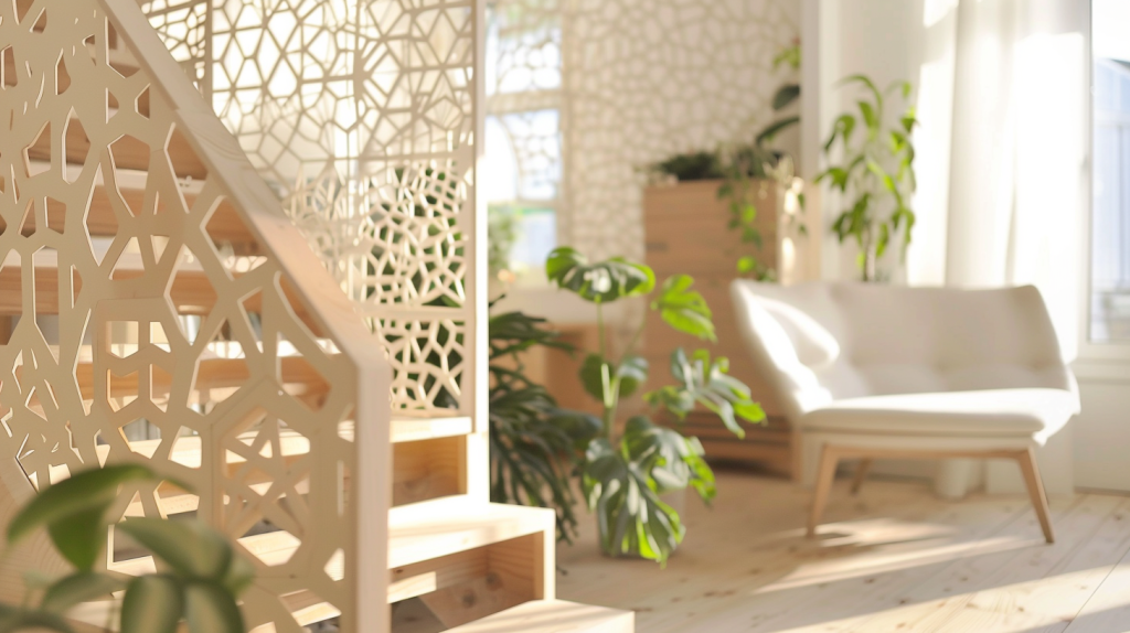 Geometric Cutout Modern Stair Railing