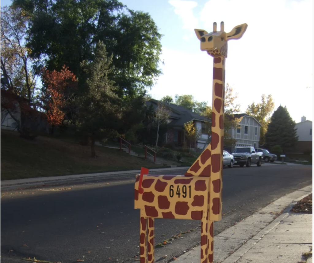 Giraffe Shaped Mailbox