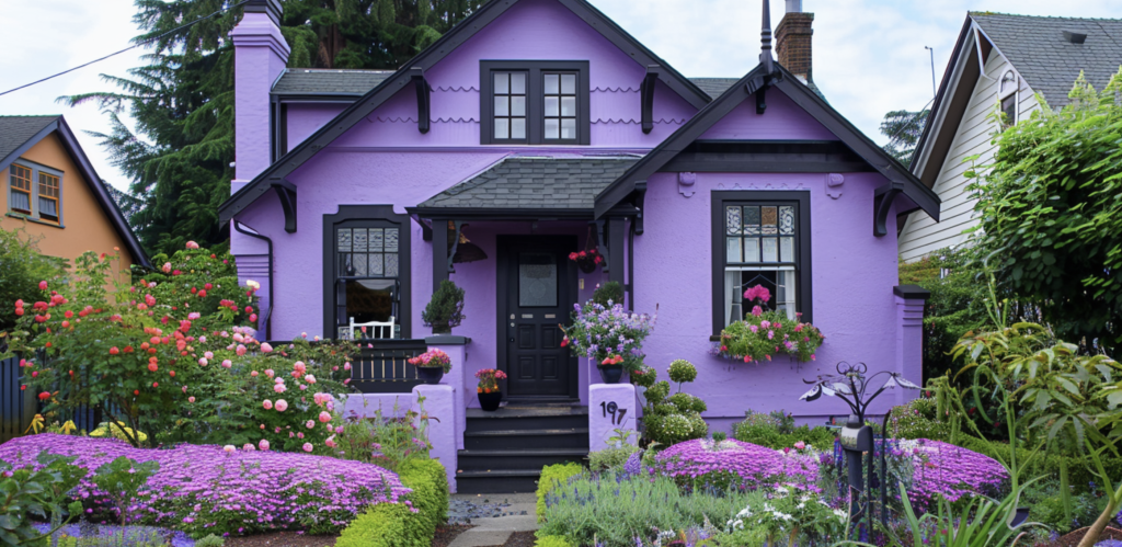 Lavender house with black trim