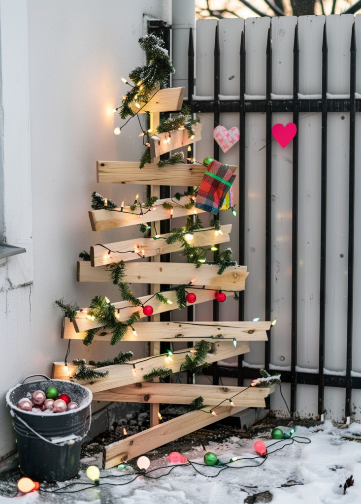 Lighted Wood Christmas Tree