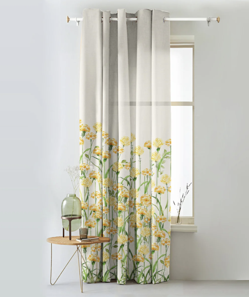 Marigold Floral Matte Finish Room Darkening Curtains