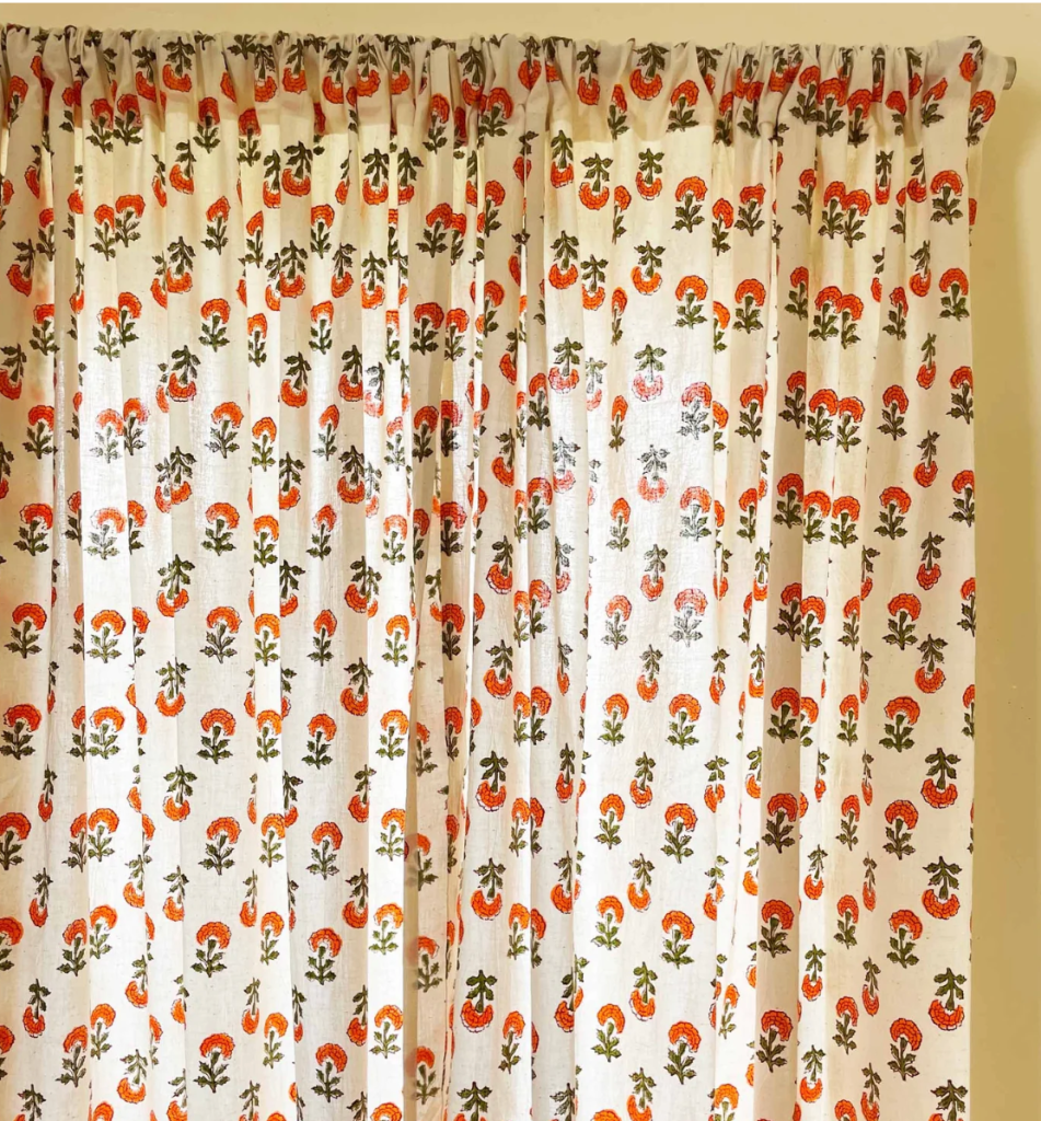 Marigold Floral Print Organic Cotton Curtains