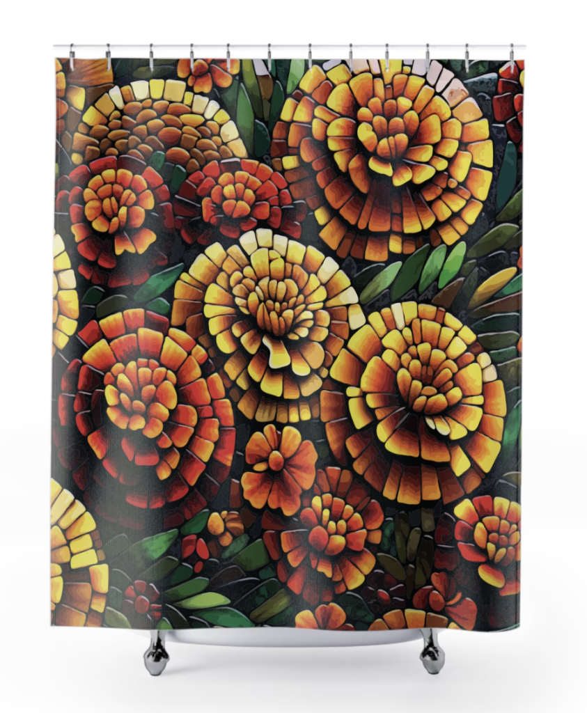 Marigold Mosaic Cloth Shower Curtain