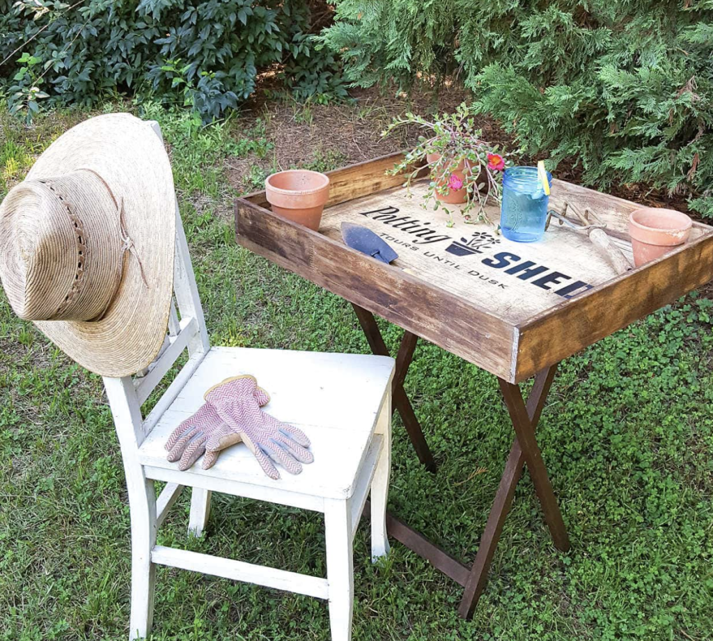 Portable Potting Bench from a Dresser Drawer