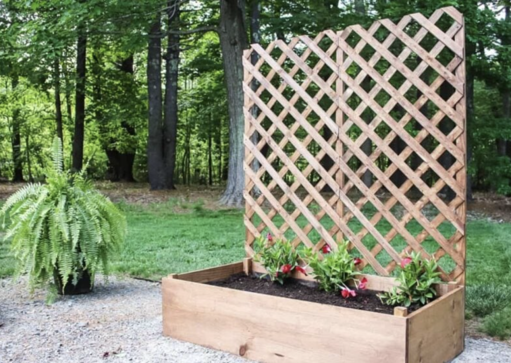 Raised Planter Bed with Integrated Trellis