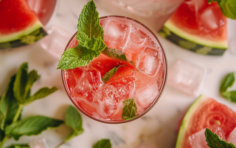 Recipe: Sparkling Watermelon Mint Vodka Cocktail