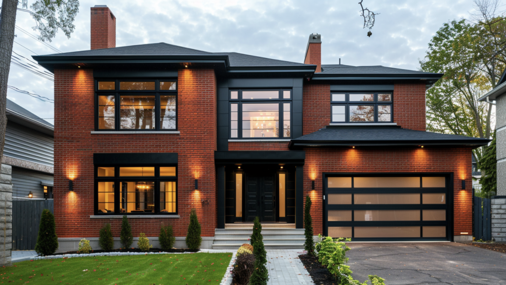 Red bricks house with black trim