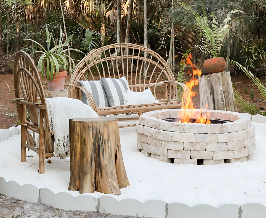 Rustic Fire Pit in The Woods