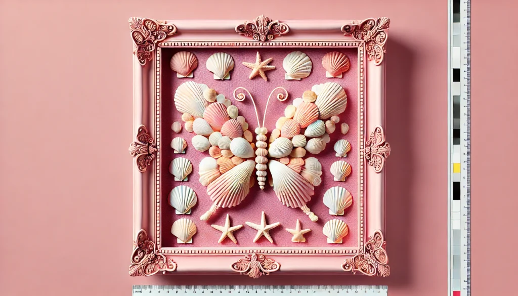 Seashell Butterfly Pink Shadow Box