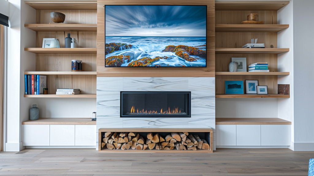 Sleek Media Wall with Cozy Fireplace