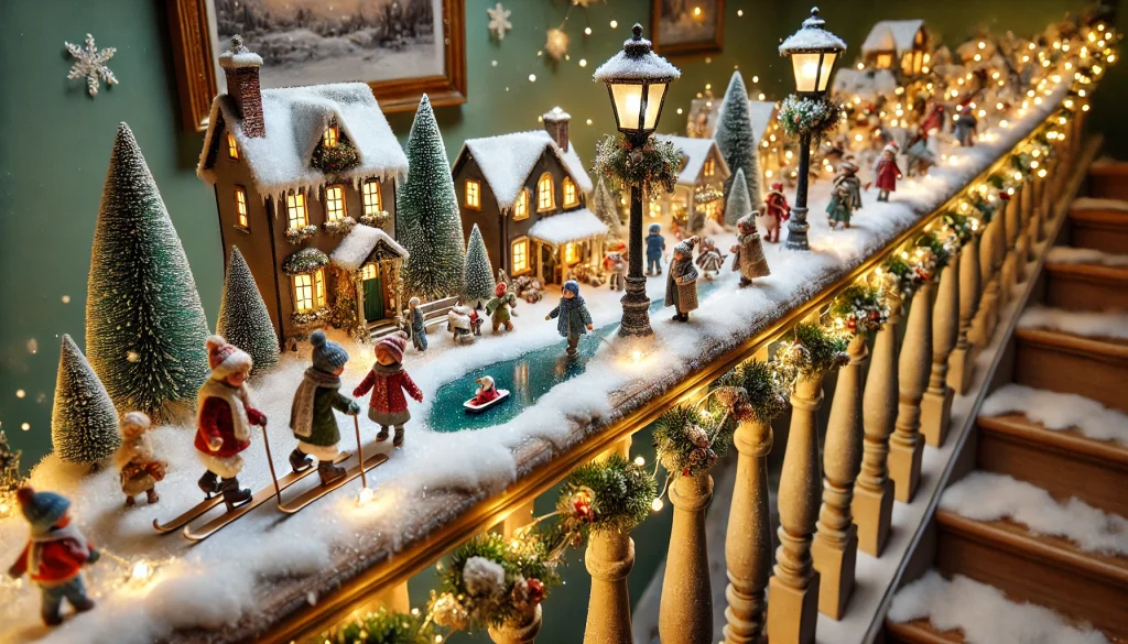 Snow-Capped Handrail Christmas Village Display