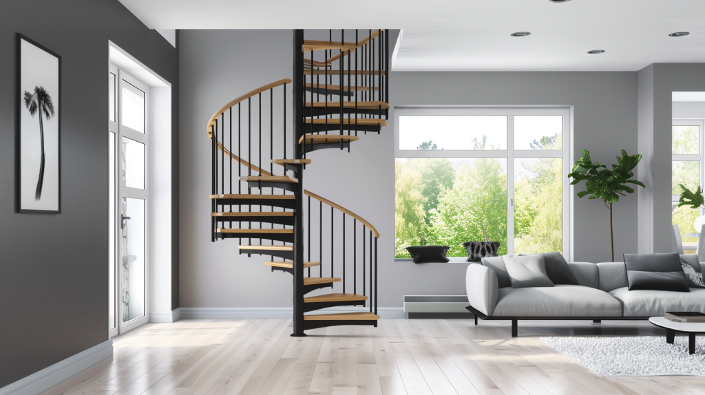 Spiral Staircase Railing in Modern Space