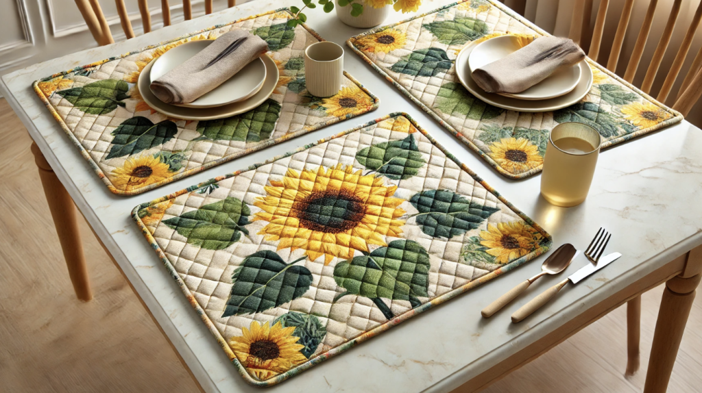 Sunflower Valley Quilted Placemat Set