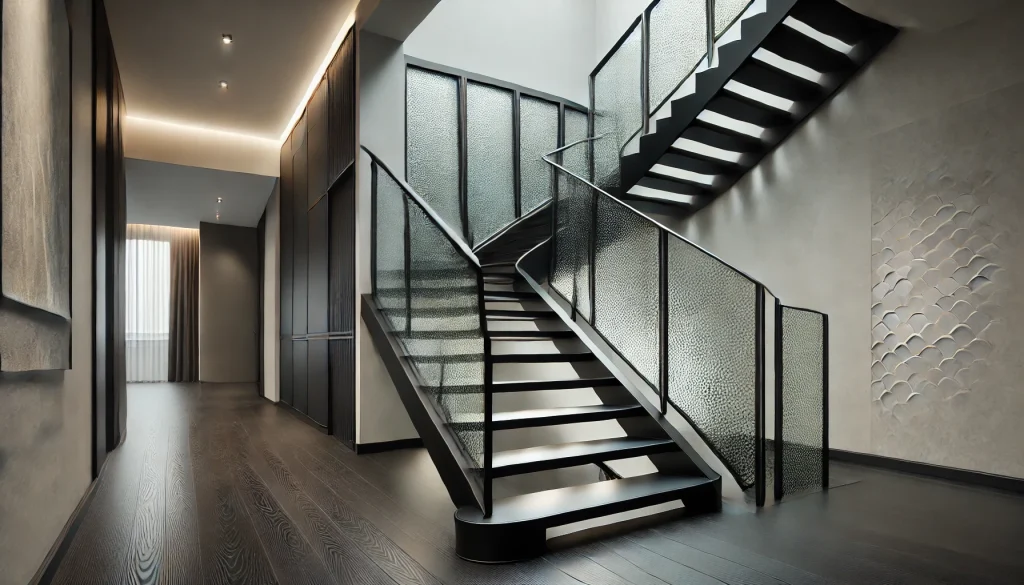 Textured Glass Black Staircase