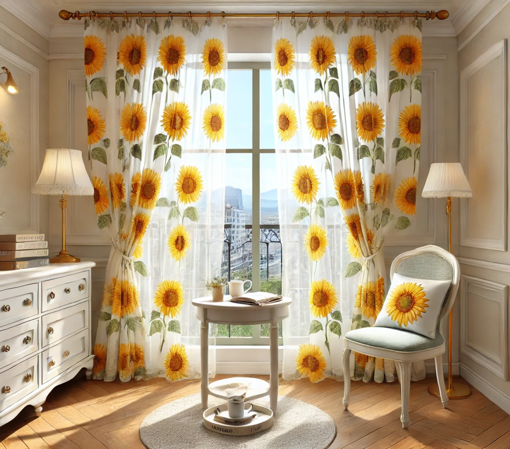 Transparent Sunflower Curtain