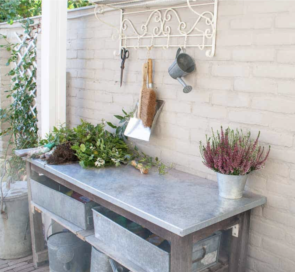 Upcycled DIY Potting Bench from an Old Garden Table