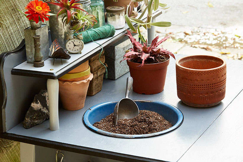 Upcycled Old Drop Leaf Table into DIY Potting Bench