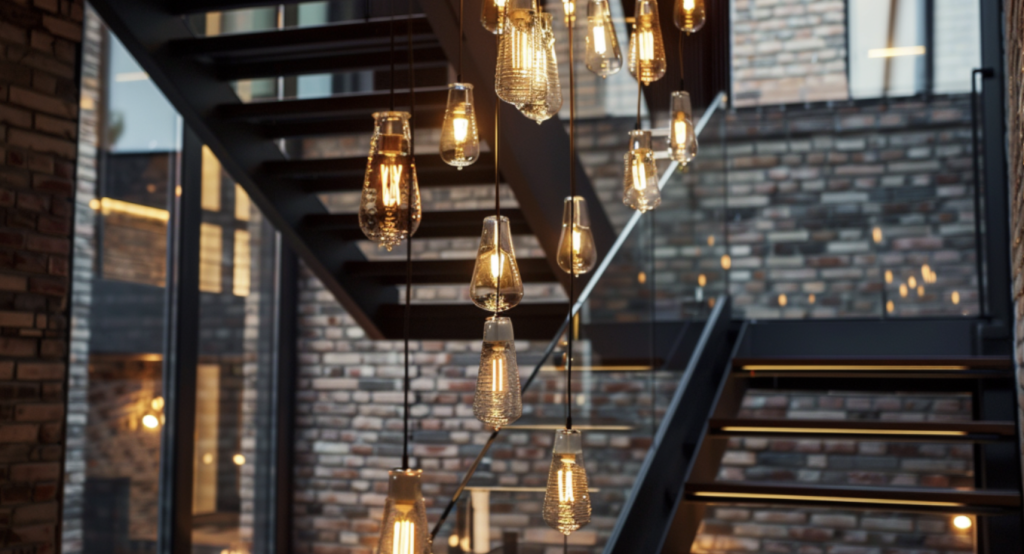 Wood + Steel + Glass Modern Stair Railing