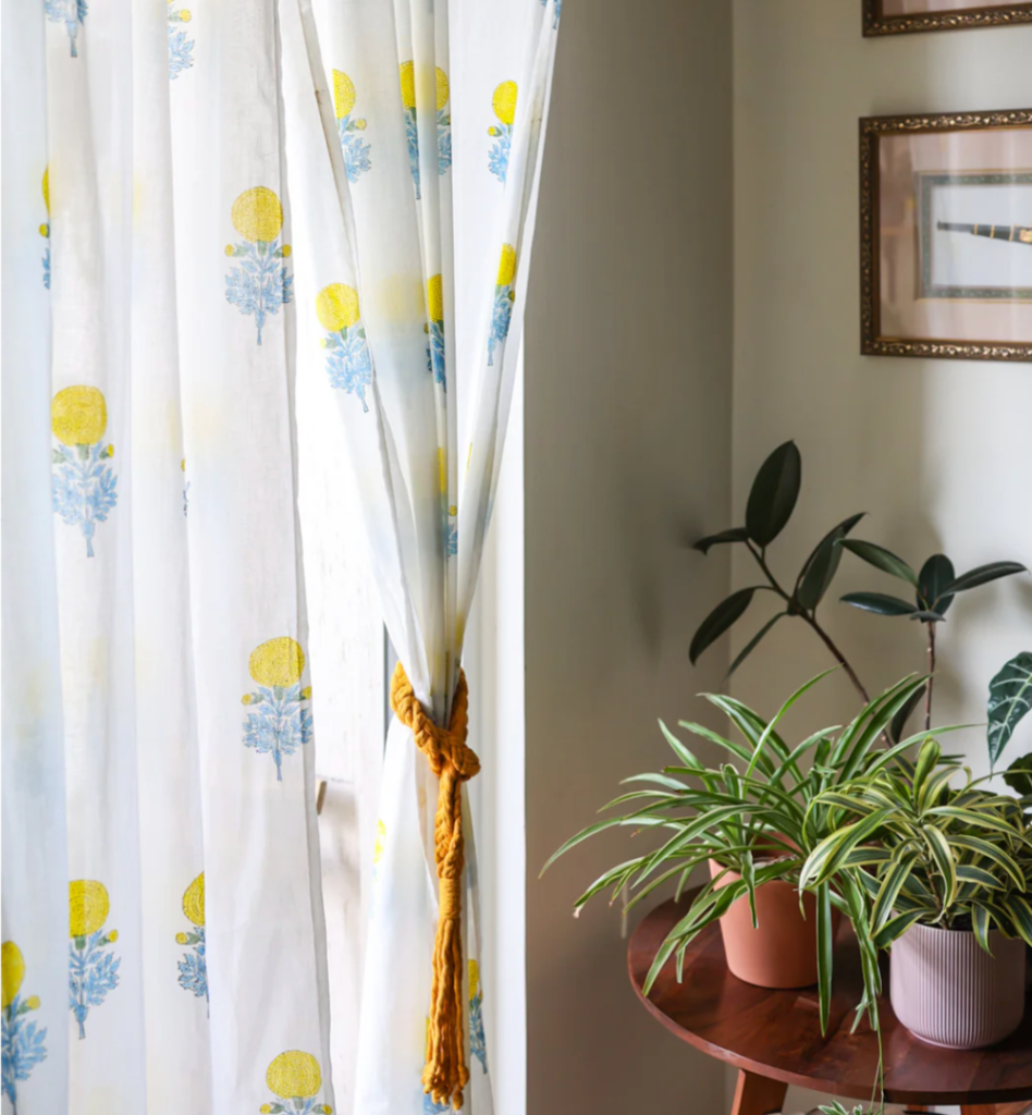 Yellow Marigold Sheer Lightweight Curtains