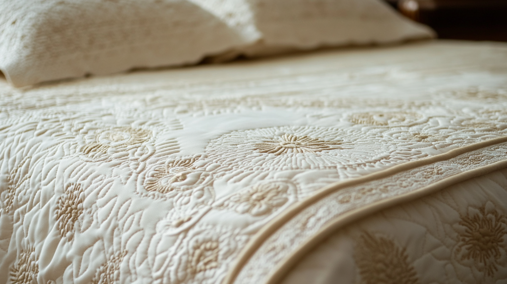 Beige Embroidered Khaki Indian Bedspread