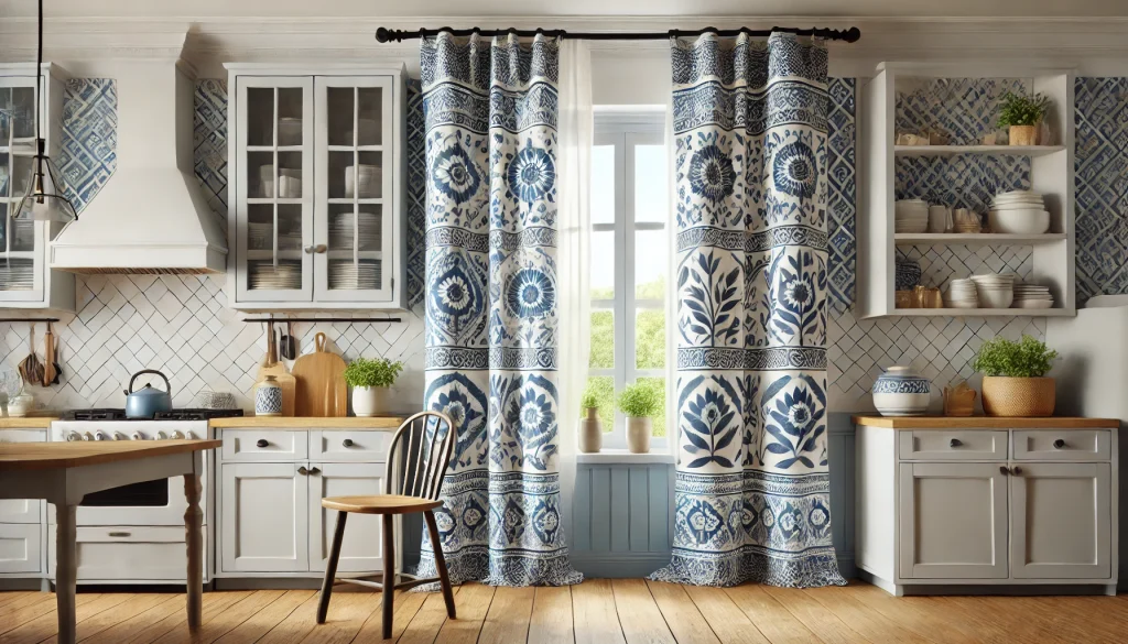 Block Printed Kitchen Curtain