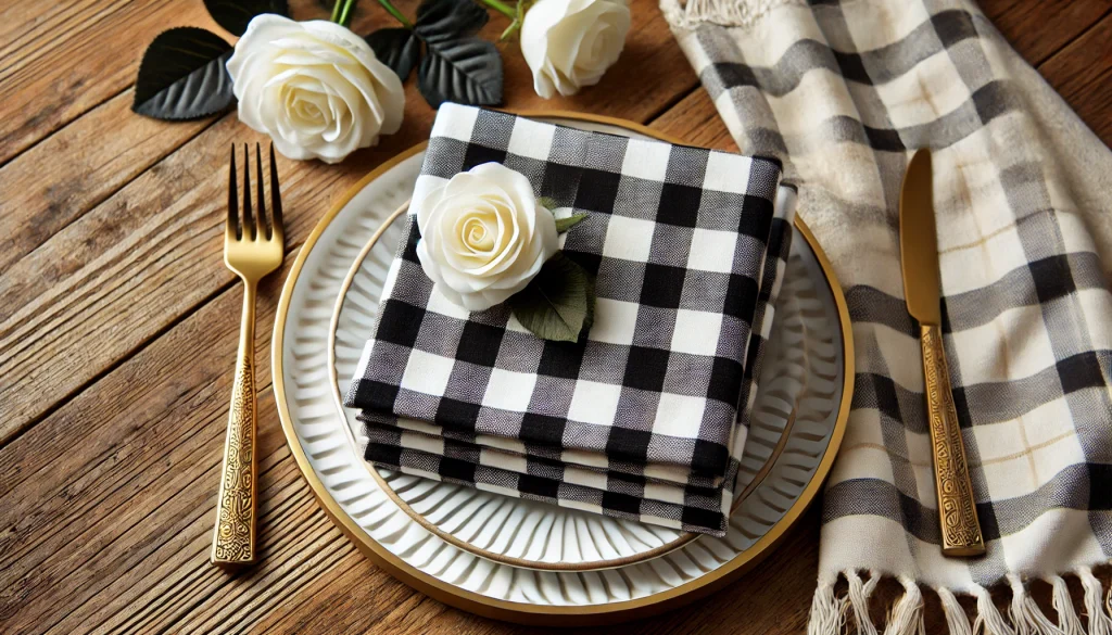 Cotton Blend Buffalo Plaid Table Napkins