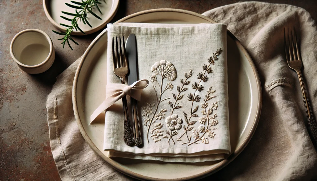 Embroidered Cotton Dinner Napkins