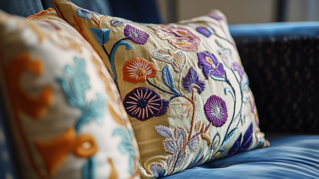 Embroidered Silk Euro Pillow Covers