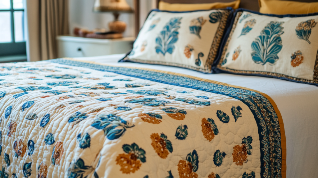 French Country Style Yellow Indian Bedspreads