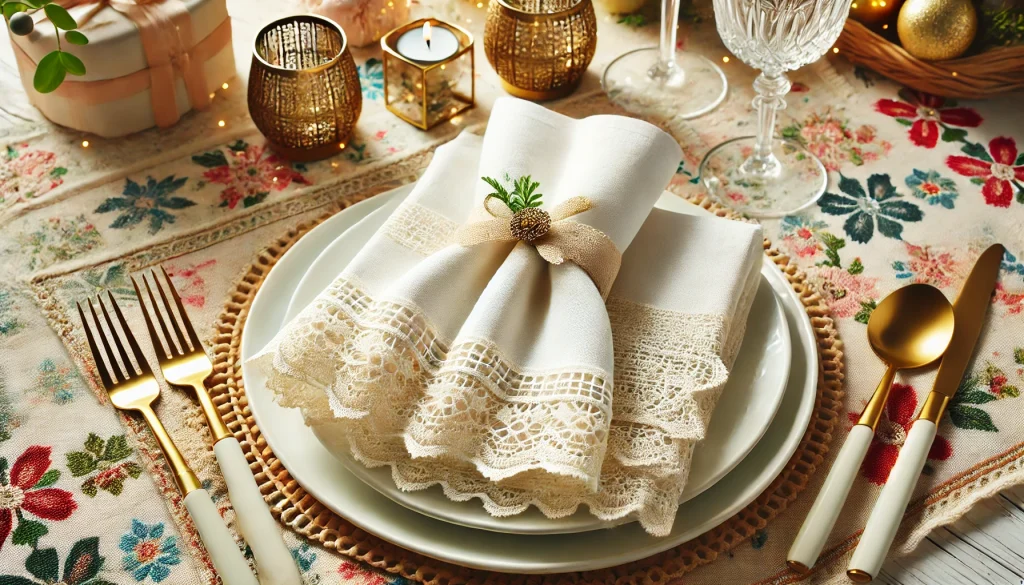 Lace-Trim Organic Cotton Napkins