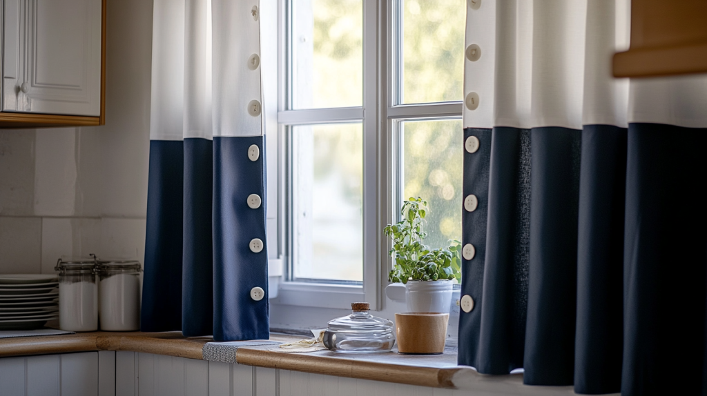 Navy and White Stripe Window Curtains