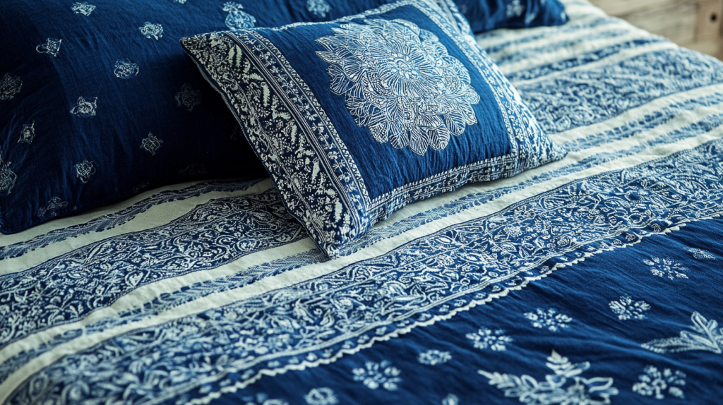 Pacific Blue Navy Indian Bedspread