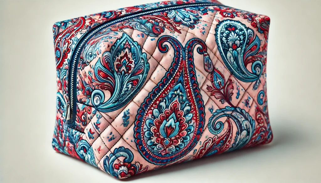 Paisley Print Quilted Makeup Bag