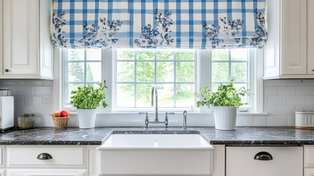 Plaid Kitchen Curtain Shade